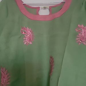 Kurti Light Green N Pink Combination