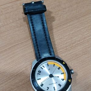 Fastrack black leather watch