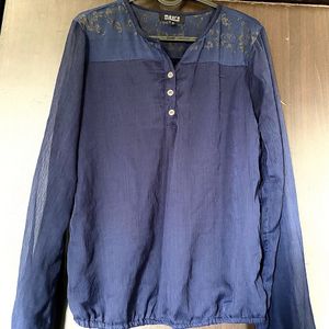 Tops/ Tunics Navy Blue Color see through sleeves