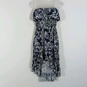 Navy Blue Printed Casual Dress (Women)