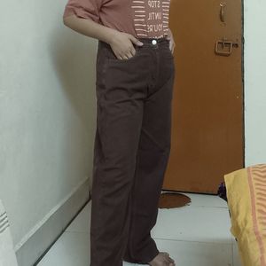 Brown Straight Fit Jeans