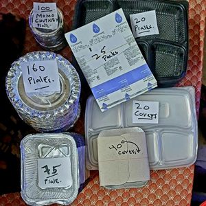 Complete Set of Disposable Containers and Plates.