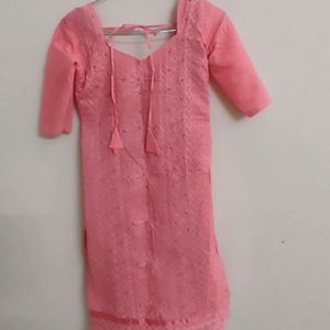 Beautiful Baby Pink New Kurta Set With Lining An