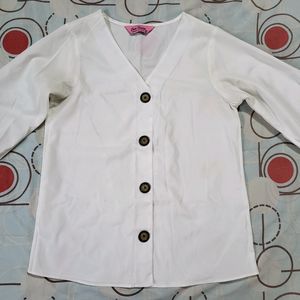 Korean White Top With Bishop Full Sleeves