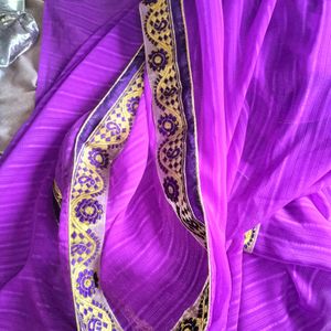 Party Wear Purple Saree With Blouse,