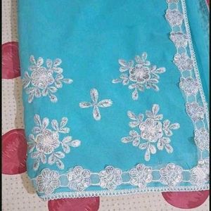 Woman Embroidery New Saree Without Blouse