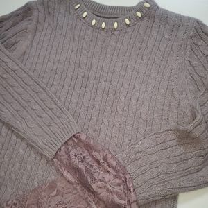 Lavender Woollen Sweater With Net