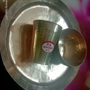 Brass Plate Glass And Bowl,One Cotton Saree Free