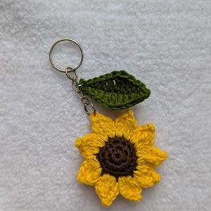 Crochet Handmade Sunflower Keychain