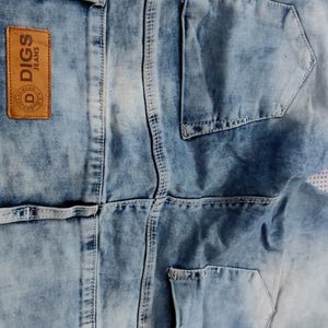 Blue High Waist Rugged Jeans