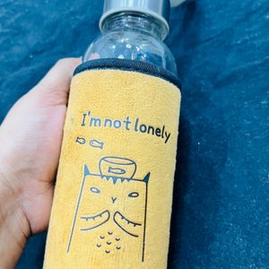 Cute Little Water Bottle With Brown Cover