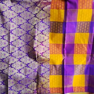 New Cotton Silk Saree With Attached Blouse Piece