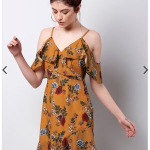 Mustard Floral Dress | Faballey