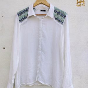 Corian White Shirt With Work Embroidery