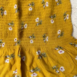 Yellow Smocked Strap Floral Top