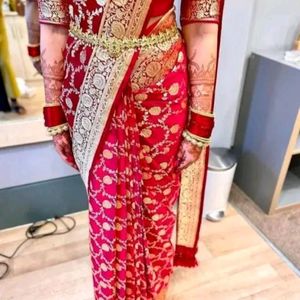 Beautiful Red Banarasi Sari For Wedding