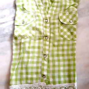 Oxolloxo Lime Green & White Check Corp Top