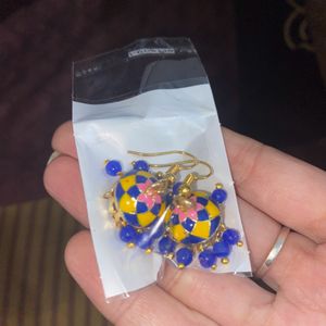 Elegant Blue Yellow Rajisthani Jhumki