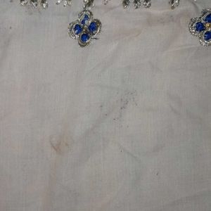 White And Blue Patiyala Suit