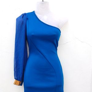 One Side Shoulder Blue Dress 💙