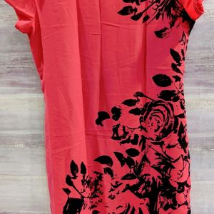 Red And Black Flower Print Kurta