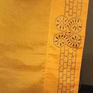 Eligent Yellow Saree With Beautiful Stone Work