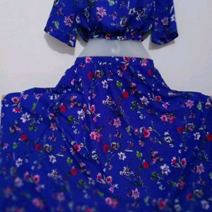 Coard Set, Two piece Dress, Blue color Party Wear Dress, Gift for Her