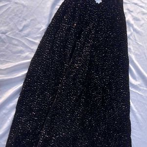 Black Sequence Velvet Lehenga With Dupatta