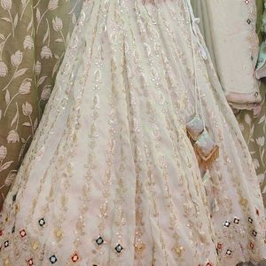 Off White Engagement Lehnga