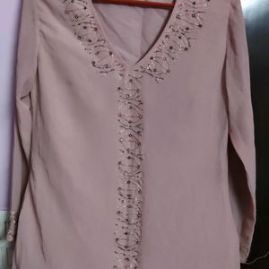 Pink Georgette Casual Top