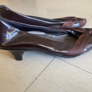 Msl Brand Women's Ribbon Bow Heel Brown Euro 39 👠