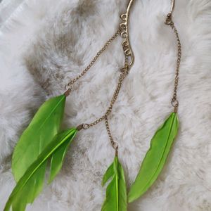 Green 💚 Feathers Ear cuff