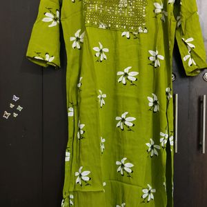 Parrot Green Rayon Kurti