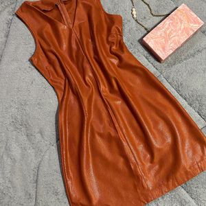 Brown Leather Dress (Bust: 34-36)