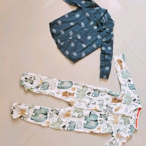 Cotton Sleep Suit And Zudio Shirt For Toddler