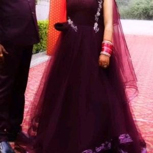 Beautyful Vine Colour Gown For Wedding