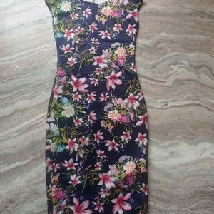 Floral Slip On Strechable Bodycon Dress