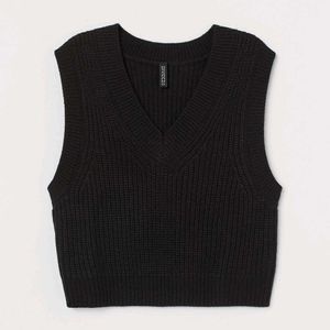 H&M Black Oversized rib-knit sweater vest