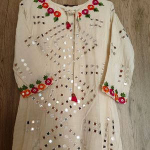 Party Wear White Kurti