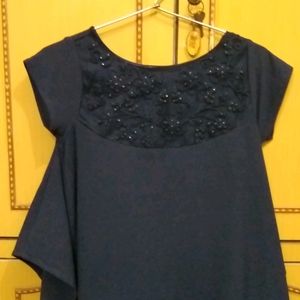 Beautiful Navy Blue Ponchu Style Top