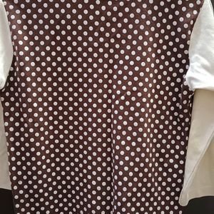 Polka Dot T-shirt Brown Color White Sleeves