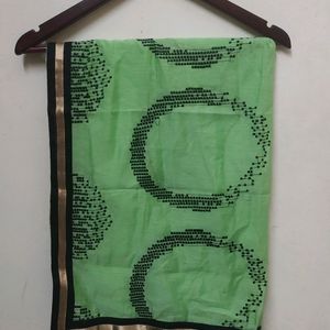 Green Dhuppatta With Black Embroidery Work