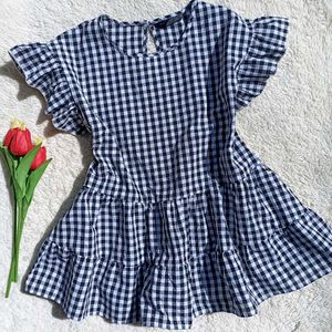 Ruffled Gingham Tiered Top