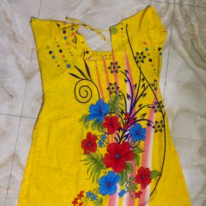 Yellow Printed Kurti