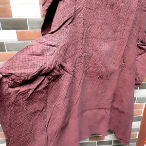 Maroon Flaird Side Pocket Full Sleev Kurta