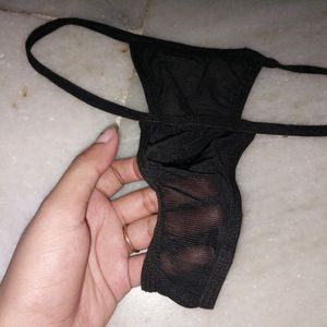 Black Both Side Net Thong