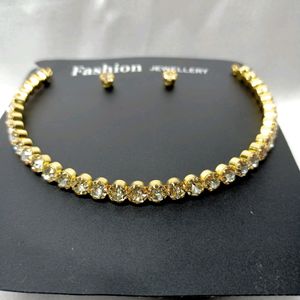 Golden Color Diamond Single Line Choker