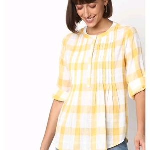 DNMX Checked Shirt Tunic with Pintucks