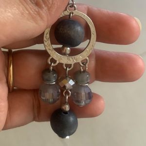 Light Weight Gray Earrings With Beads