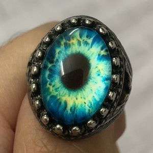 Antique Evil Eye oxidised Ring